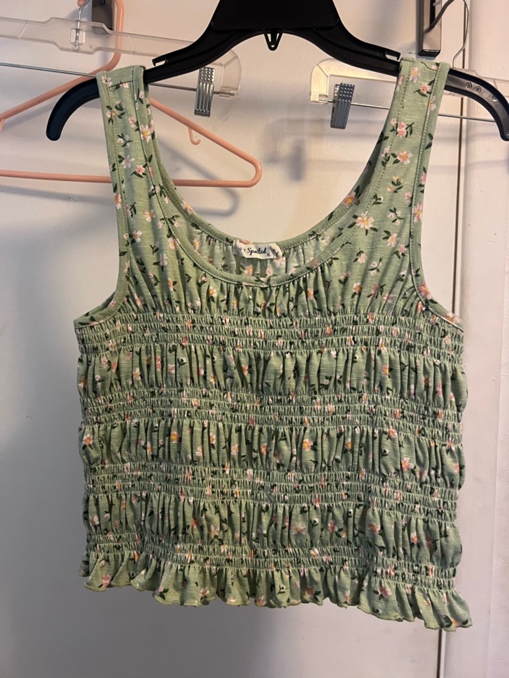XL green flowery tank top crop